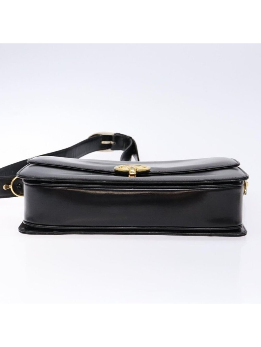 Authentic CELINE Horse Carriage Shoulder Bag Leather Black Gold - Picture 16 of 16